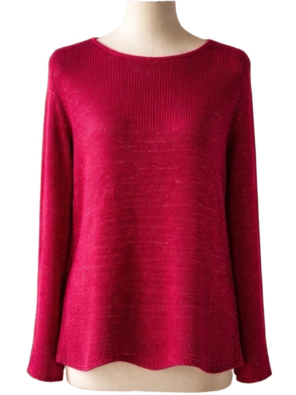 NARCISO RODRIGUEZ Ruby Red Sequin Sweater Size L